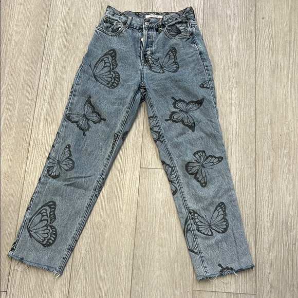 Pacsun butterfly high rise straight leg jeans size 24 - Picture 1 of 13